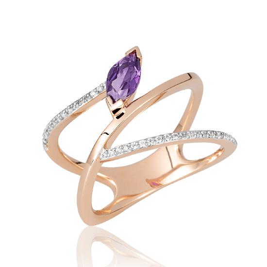 Hersteller-Originalaufnahme: RING - E.AMETHYST/Brill. 0,18 Ct. H/si; abgebildete Ausführung 41059960-25-20-1-0-48