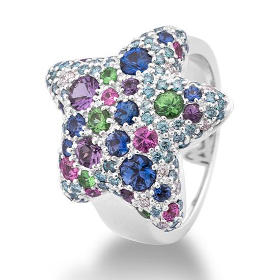 Hersteller-Originalaufnahme: RING - E.SAFIR HELLBLAU/Brill. 0,816 Ct G/if; abgebildete Ausführung 41032880-4P-259-8-0-54