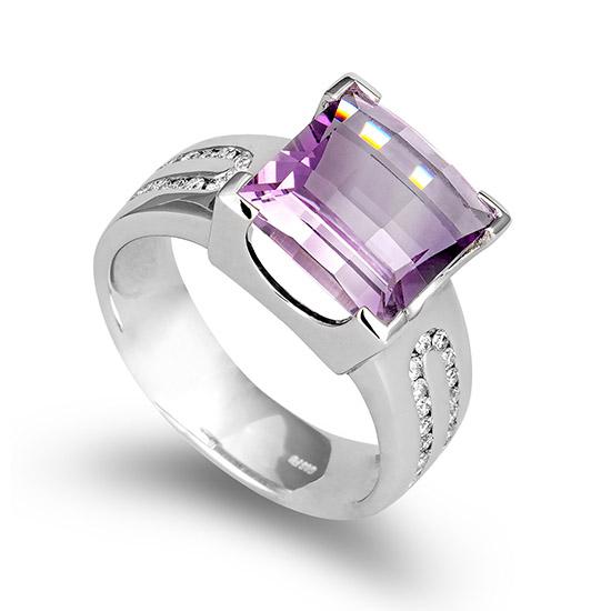 Hersteller-Originalaufnahme: RING - E.AMETHYST/Brill. 0,221 Ct. H/si; abgebildete Ausführung 41712070-24-20-1-0-48