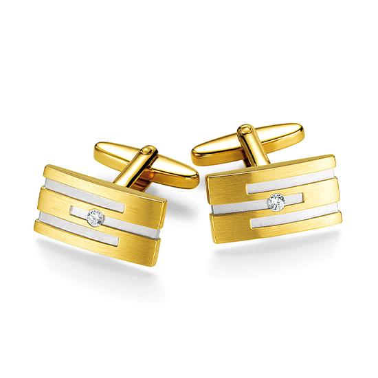 Manschettenknöpfe 82000800 – Beispielausführung: Zweifarbig (Gelb/Weiß) 375/- Gold
