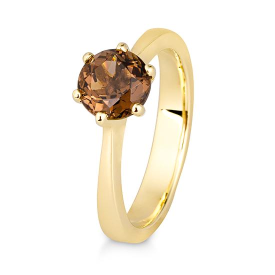 RING - E.RAUCHQUARZ – Beispielausführung: Gelbgold 585/- Gold