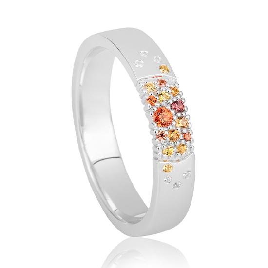 Hersteller-Originalaufnahme: RING - E.SAFIR COGNAC ORANGE/Brill. 0,026 Ct. H/si; abgebildete Ausführung 41060800-24-383-1-0-48