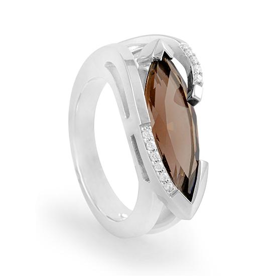 Hersteller-Originalaufnahme: RING - E.RAUCHQUARZ/Brill. 0,065 Ct. H/si; abgebildete Ausführung 41045760-24-27-1-0-48