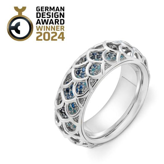 Hersteller-Originalaufnahme: RING - E.SAFIR DUNKELBLAU/Brill. 0,332 Ct. H/si; abgebildete Ausführung 41062040-34-480386-1-0-48