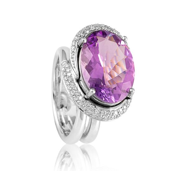 Hersteller-Originalaufnahme: RING - E.AMETHYST/Brill. 0,381 Ct. H/si; abgebildete Ausführung 41051380-24-20-1-0-48