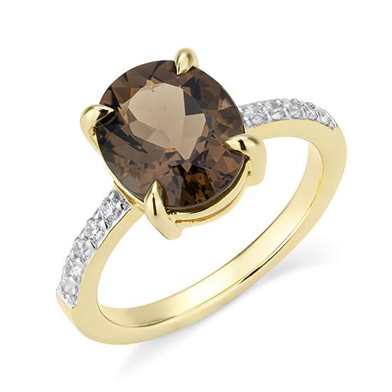 Hersteller-Originalaufnahme: RING - E.RAUCHQUARZ/Brill. 0,20 Ct. H/si; abgebildete Ausführung 41064310-20-27-1-0-48