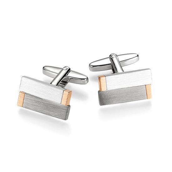 Manschettenknöpfe 84000630 – Beispielausführung: Zweifarbig (Weiß/Rot) 585/- Gold