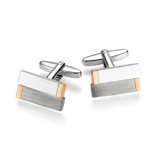 Manschettenknöpfe 84000630 – Beispielausführung: Zweifarbig (Weiß/Rot) 585/- Gold