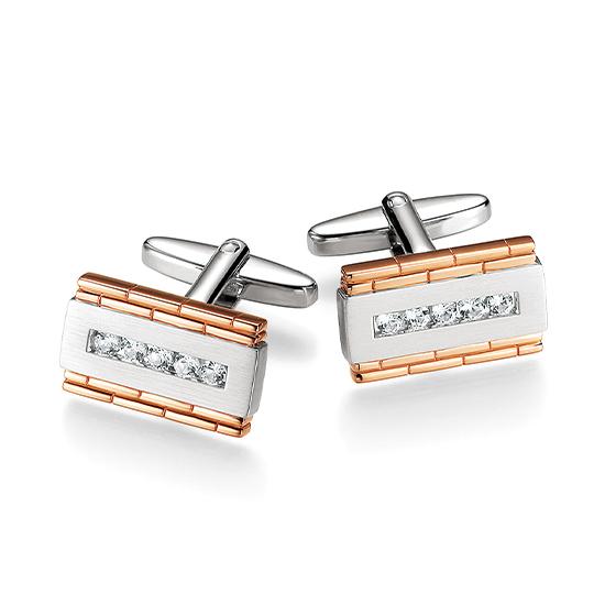 Manschettenknöpfe 82000810 – Beispielausführung: Zweifarbig (Weiß/Rot) 925/- Silber