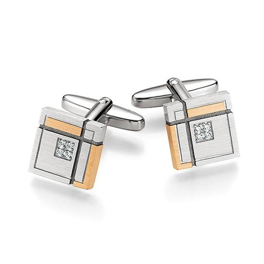 Manschettenknöpfe 82000720 – Beispielausführung: Zweifarbig (Weiß/Rot) 375/- Gold