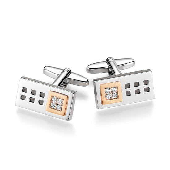 Manschettenknöpfe 82000750 – Beispielausführung: Zweifarbig (Weiß/Rot) 375/- Gold