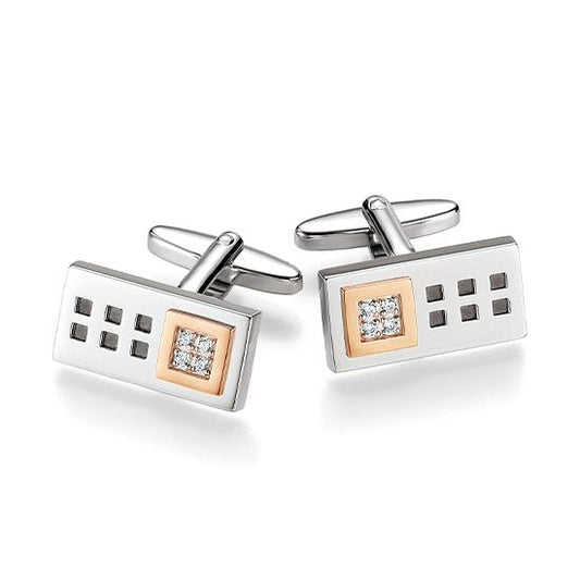 Manschettenknöpfe 82000750 – Beispielausführung: Zweifarbig (Weiß/Rot) 375/- Gold