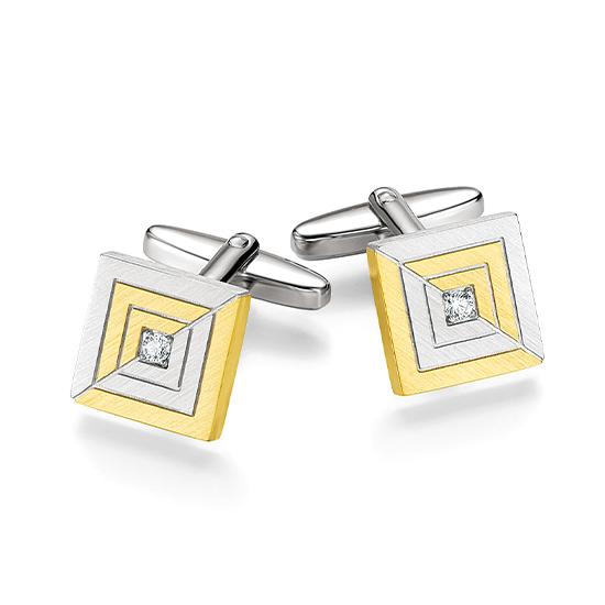Manschettenknöpfe 82000770 – Beispielausführung: Zweifarbig (Gelb/Weiß) 375/- Gold