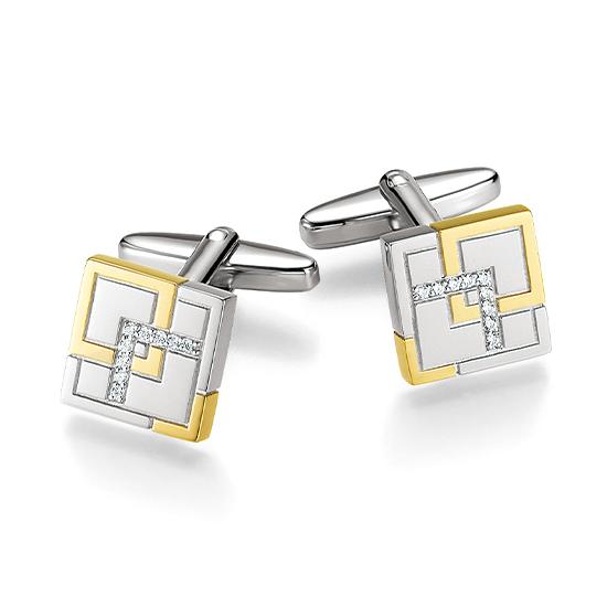 Manschettenknöpfe 82000780 – Beispielausführung: Zweifarbig (Gelb/Weiß) 375/- Gold
