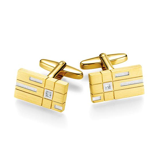 Manschettenknöpfe 82000790 – Beispielausführung: Zweifarbig (Gelb/Weiß) 375/- Gold