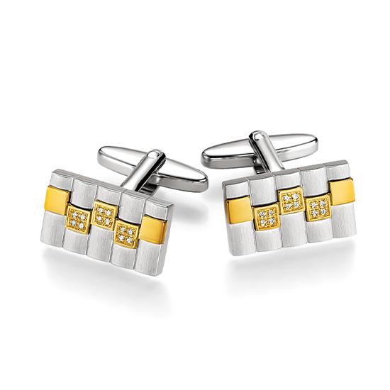Manschettenknöpfe 82000860 – Beispielausführung: Zweifarbig (Gelb/Weiß) 375/- Gold